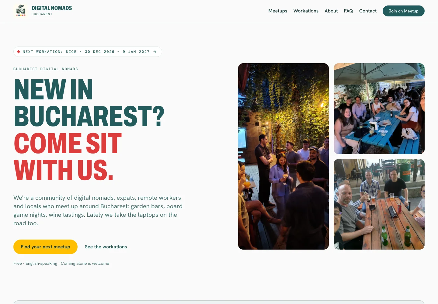 Bucharest Digital Nomads community website